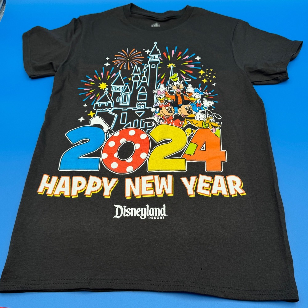 Disneyland 2024 Happy New Year Mickey Minnie Goofy Donald T Shirt Size S